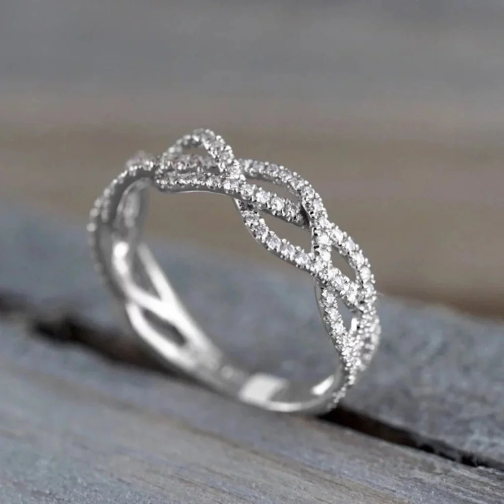 New 925 Silver Beautiful Stackable Diamond Ring - Picture 5 of 6